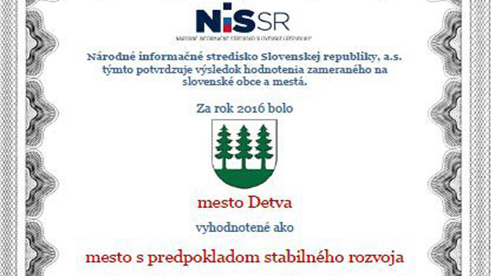 Detva získala pečať mesta s predpokladom stabilného rozvoja 
