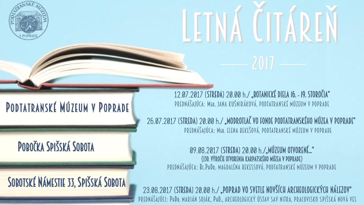 Podtatranské múzeum pripravilo letnú čitáreň a prednášky 