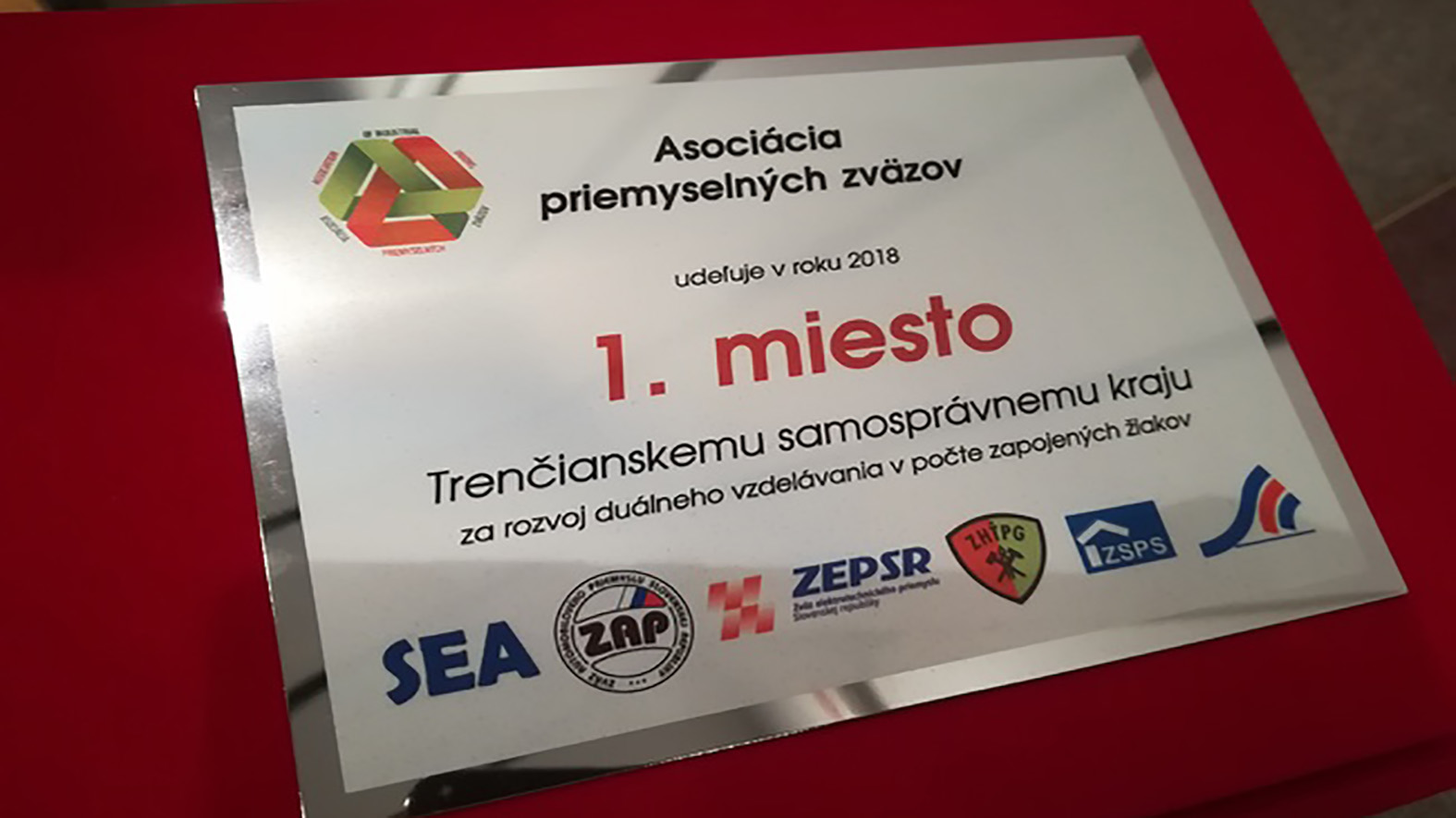Ocenenie za najvyšší počet študentov zapojených v systéme duálneho vzdelávania