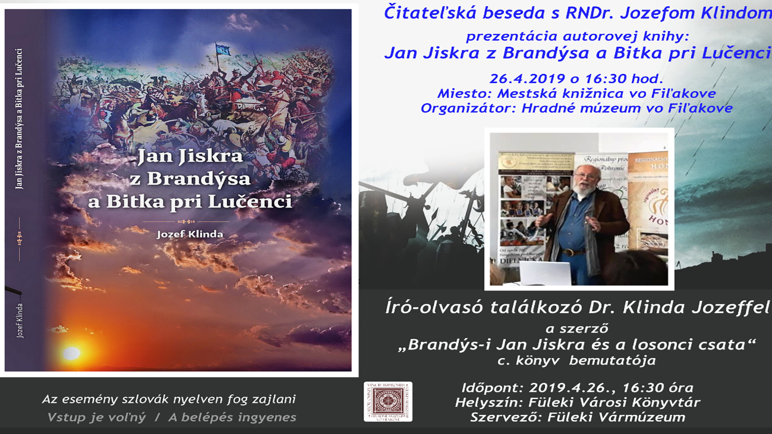 Čitateľská beseda s RNDr. Jozefom Klindom v Mestskej knižnici vo Fiľakove