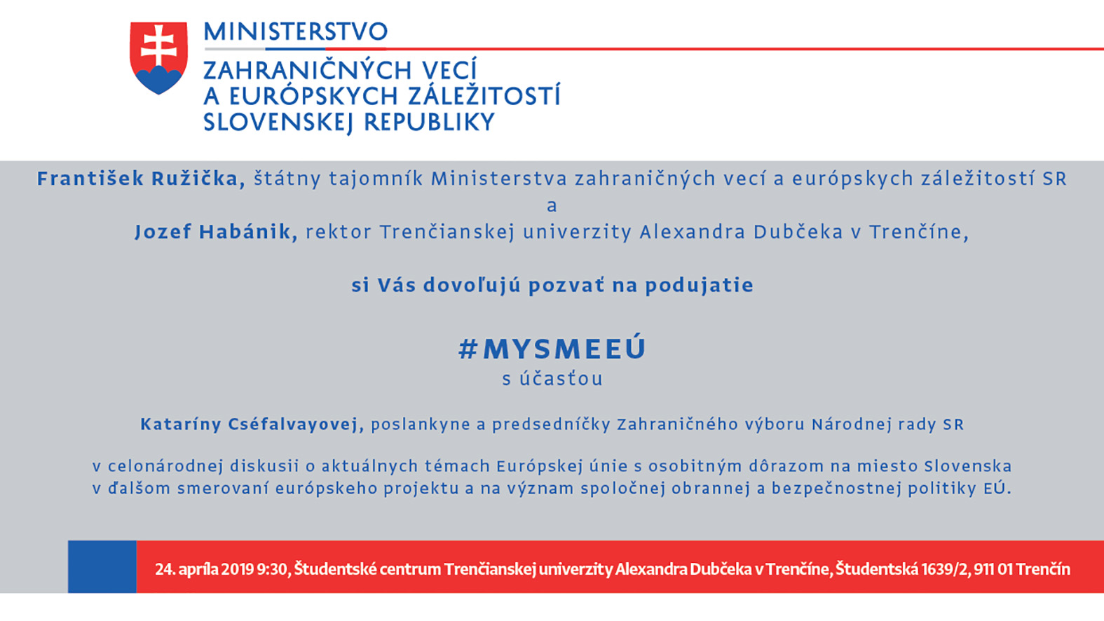 Národný konvent o EÚ #MYSMEEU zavíta aj na pôdu Trenčianskej univerzity