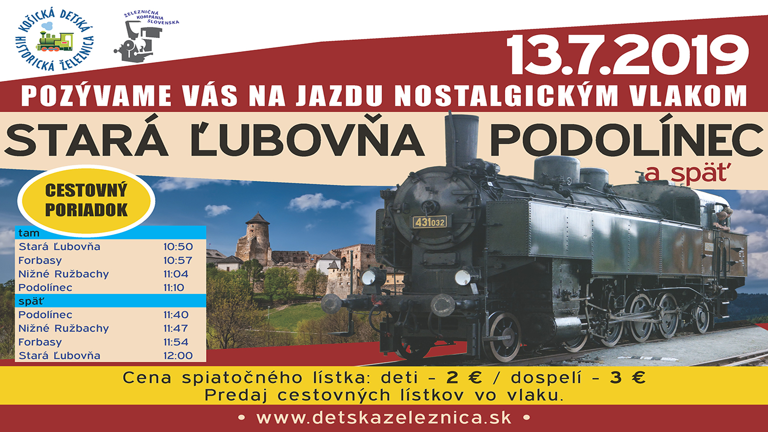 Vlakový výlet na Ľubovniansky hrad, do skanzenu a stredovekého tábora