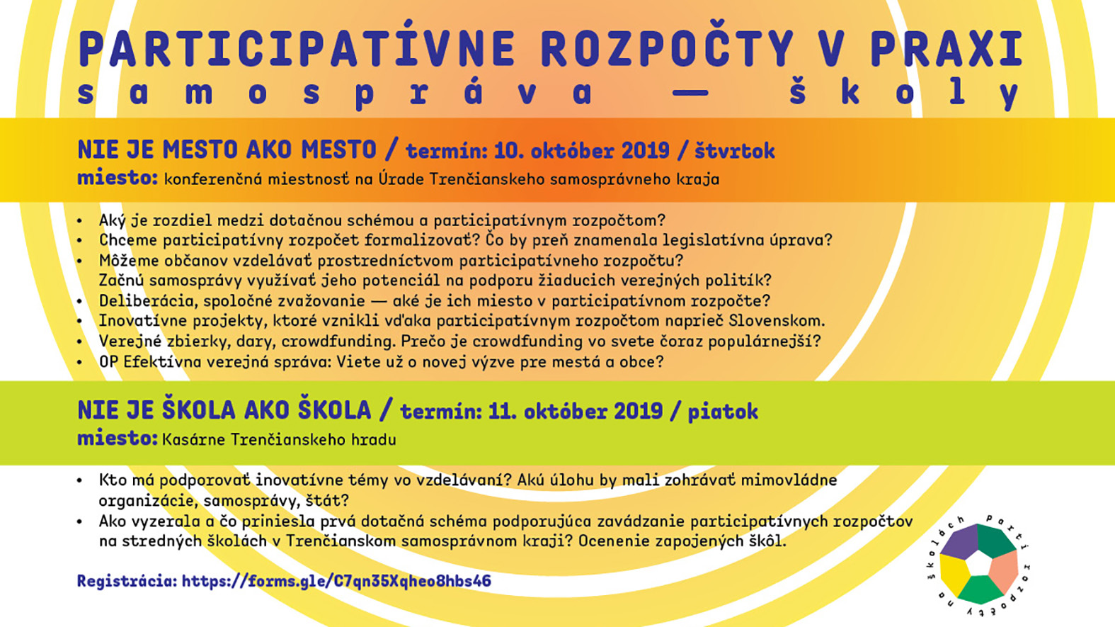 Pozvánka na konferenciu  Participatívne rozpočty v praxi / samospráva - školy