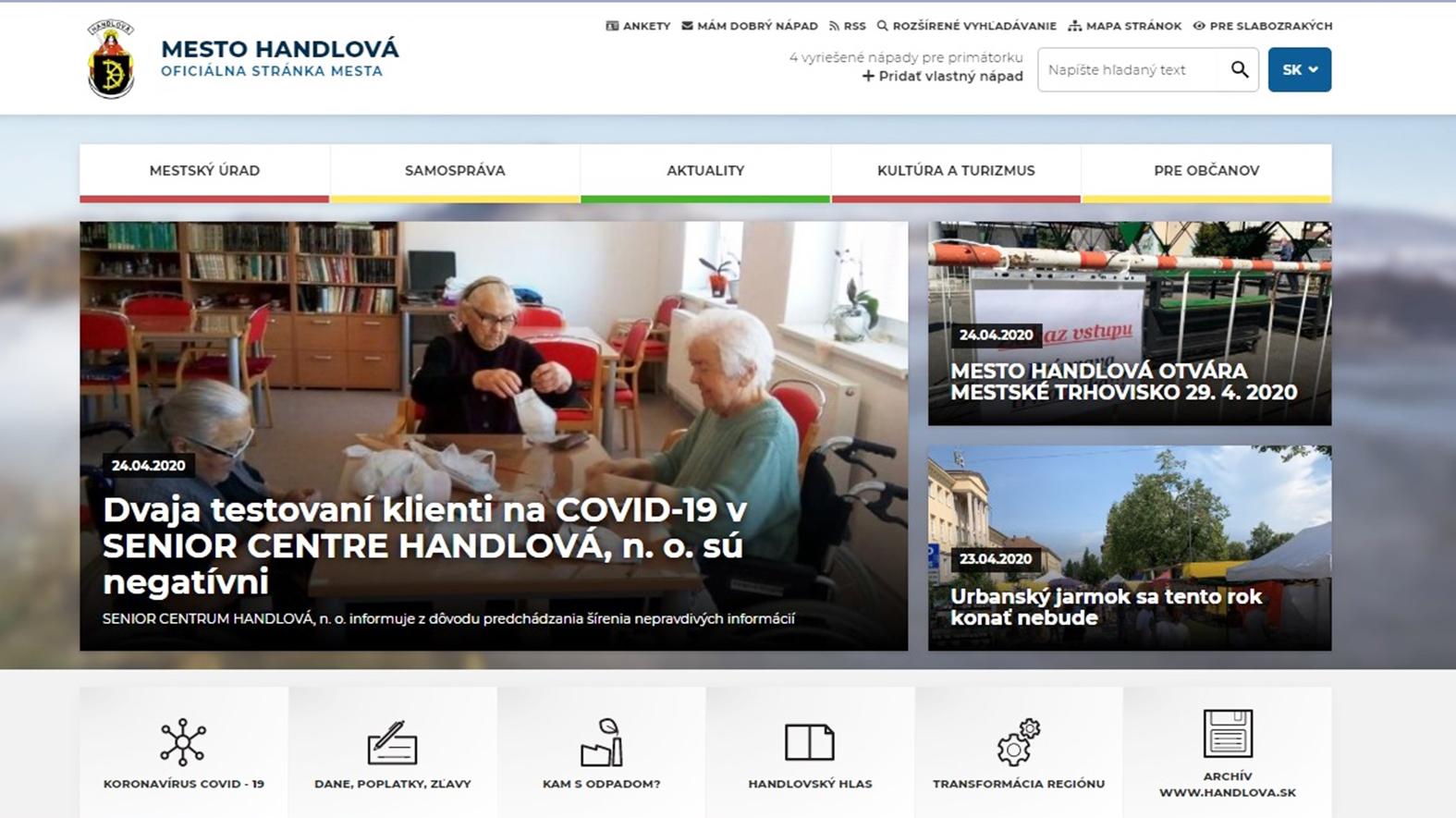 Mesto Handlová zbiera pripomienky k novému webovému sídlu