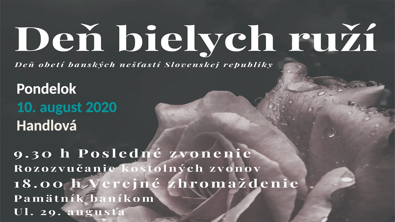 V Handlovej si Dňom bielych ruží pripomenú obete banských nešťastí 