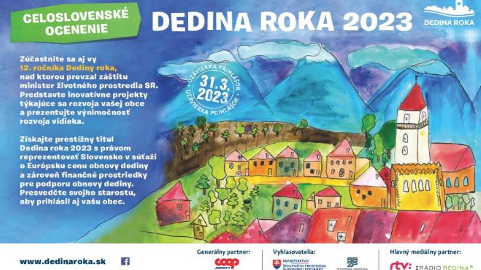 Prihlásiť sa do ankety Dedina roka 2023 je možné len do konca marca