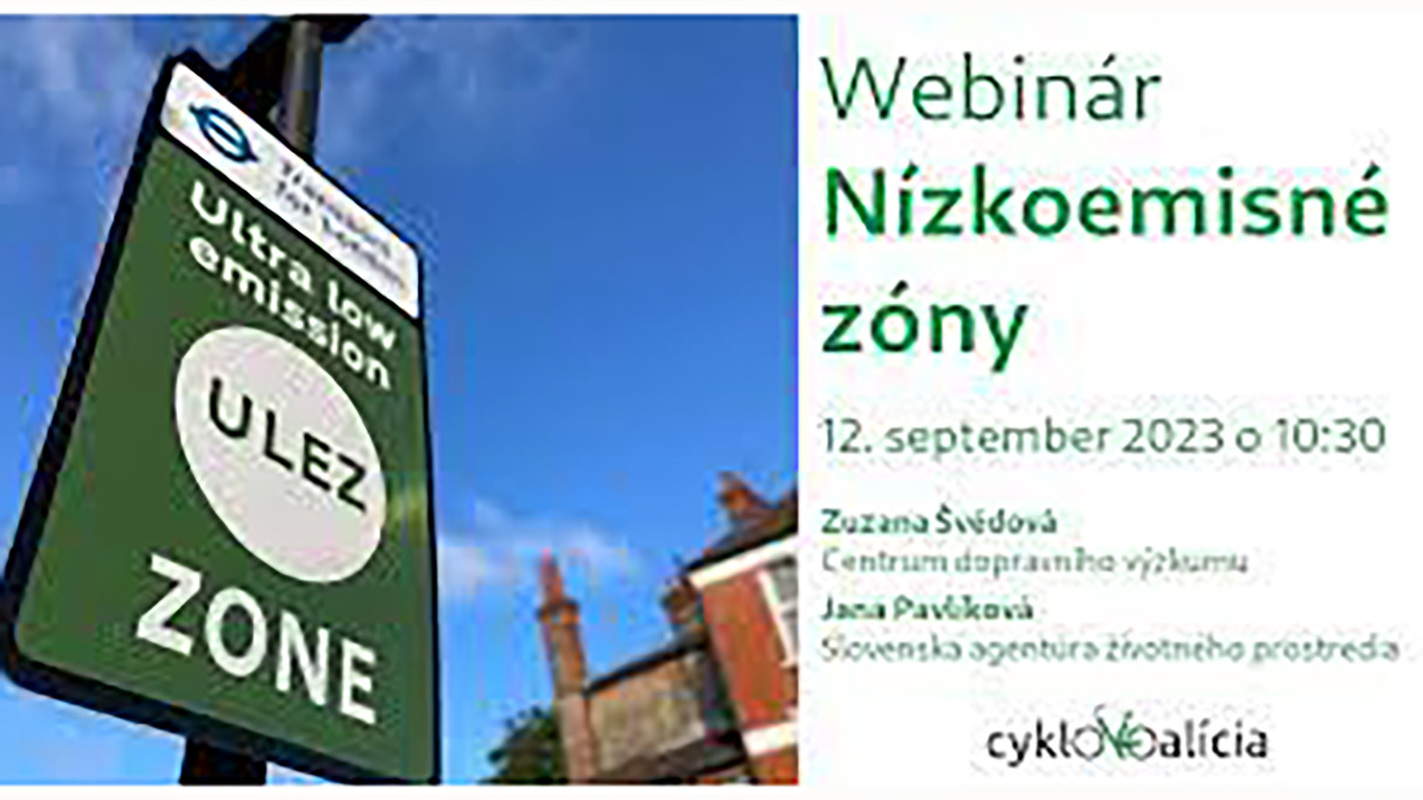 Cyklokalícia pozýva na webinár Nízkoemisné zóny