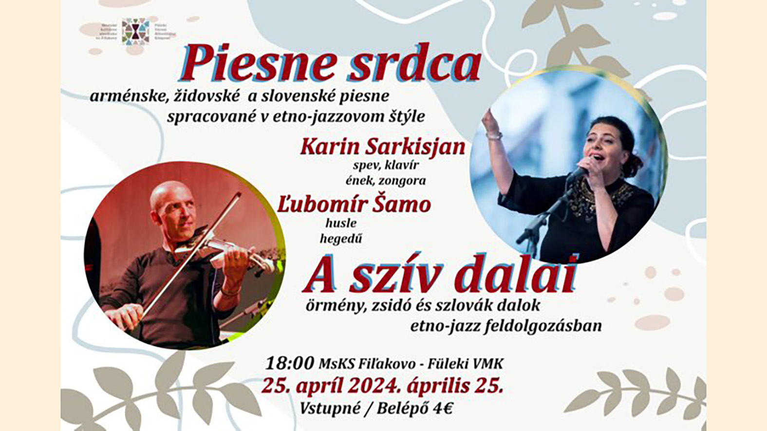 Piesne srdca - pozvánka na koncert vo Fiľakove