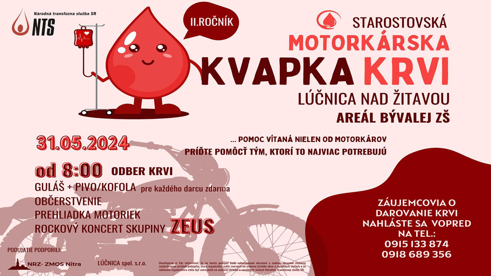 Starostovská moto kvapka krvi bude 31. mája 2024