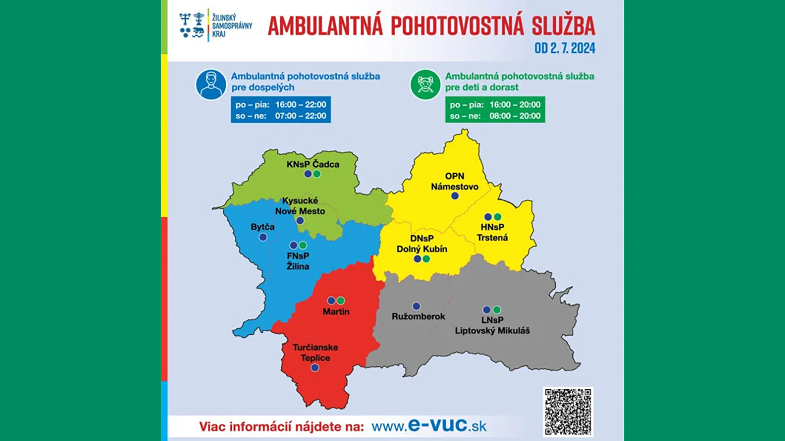 Pohotovosti v ŽSK od utorka fungujú po novom