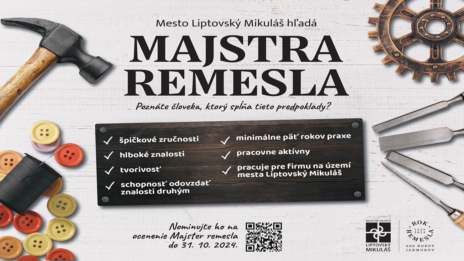 Mesto hľadá šikovných Majstrov remesla