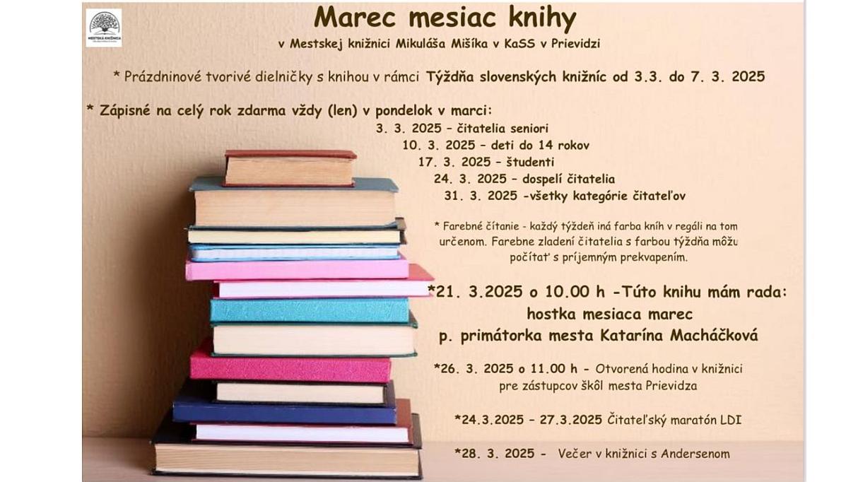 Marec – mesiac knihy v Mestskej knižnici Mikuláša Mišíka v Prievidzi