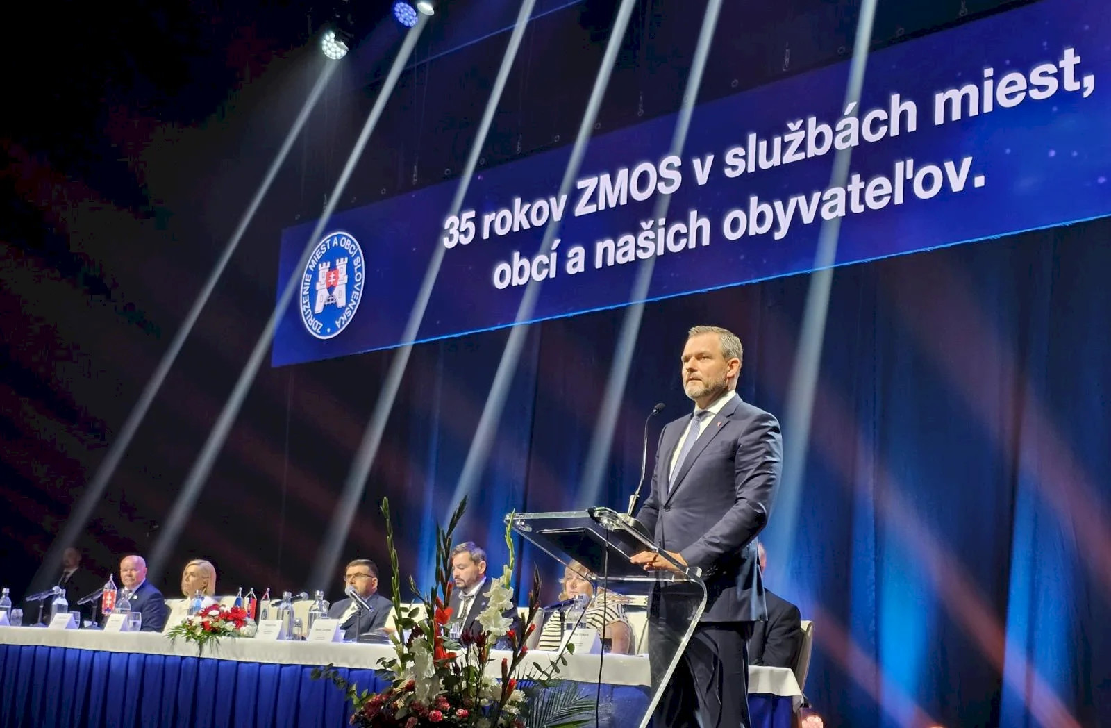 Prezident SR Peter Pellegrini počas príhovoru na 37. sneme Združenia miest a obcí Slovenska. Snímka: ZMOS