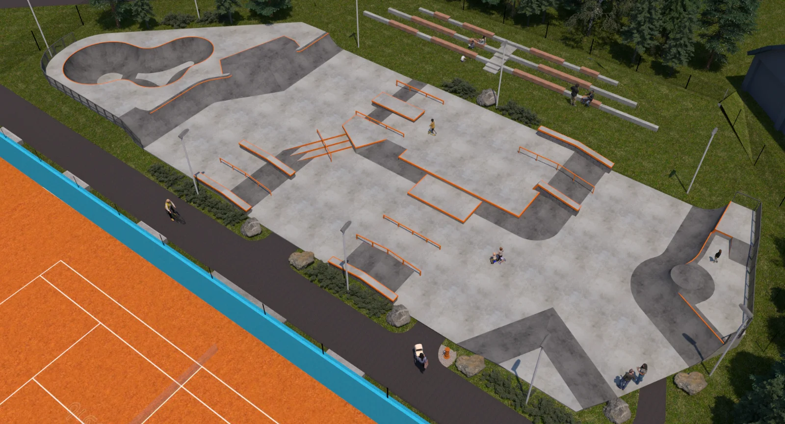 Vizualizácia nového skateparku.